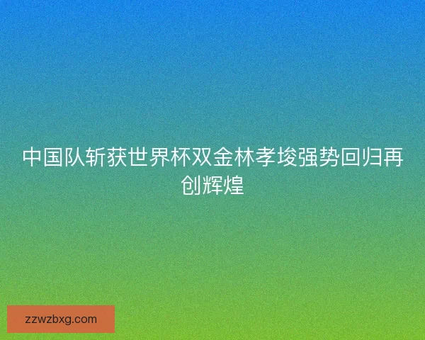 中国队斩获世界杯双金林孝埈强势回归再创辉煌