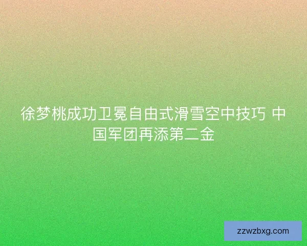 徐梦桃成功卫冕自由式滑雪空中技巧 中国军团再添第二金